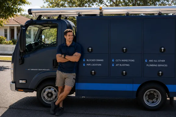 Service van and plumber at a Potts Point callout