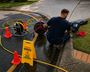 Plumber inspecting a blocked drain in Potts Point